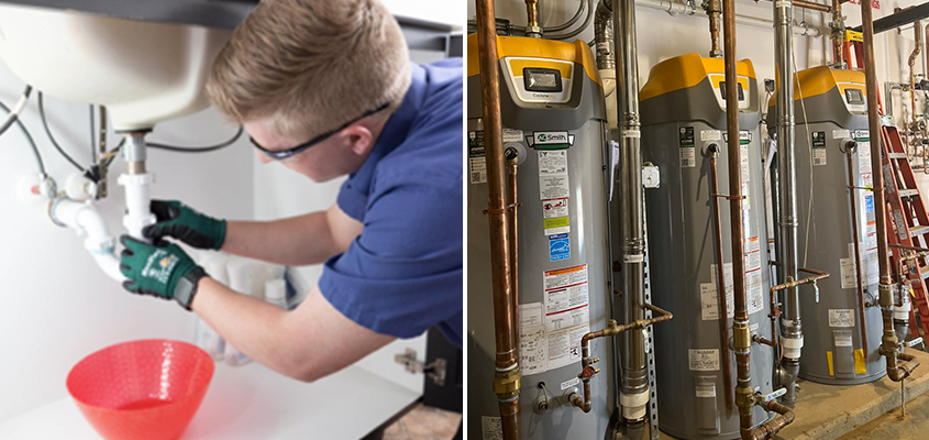 person working on both residential and commercial plumbing projects